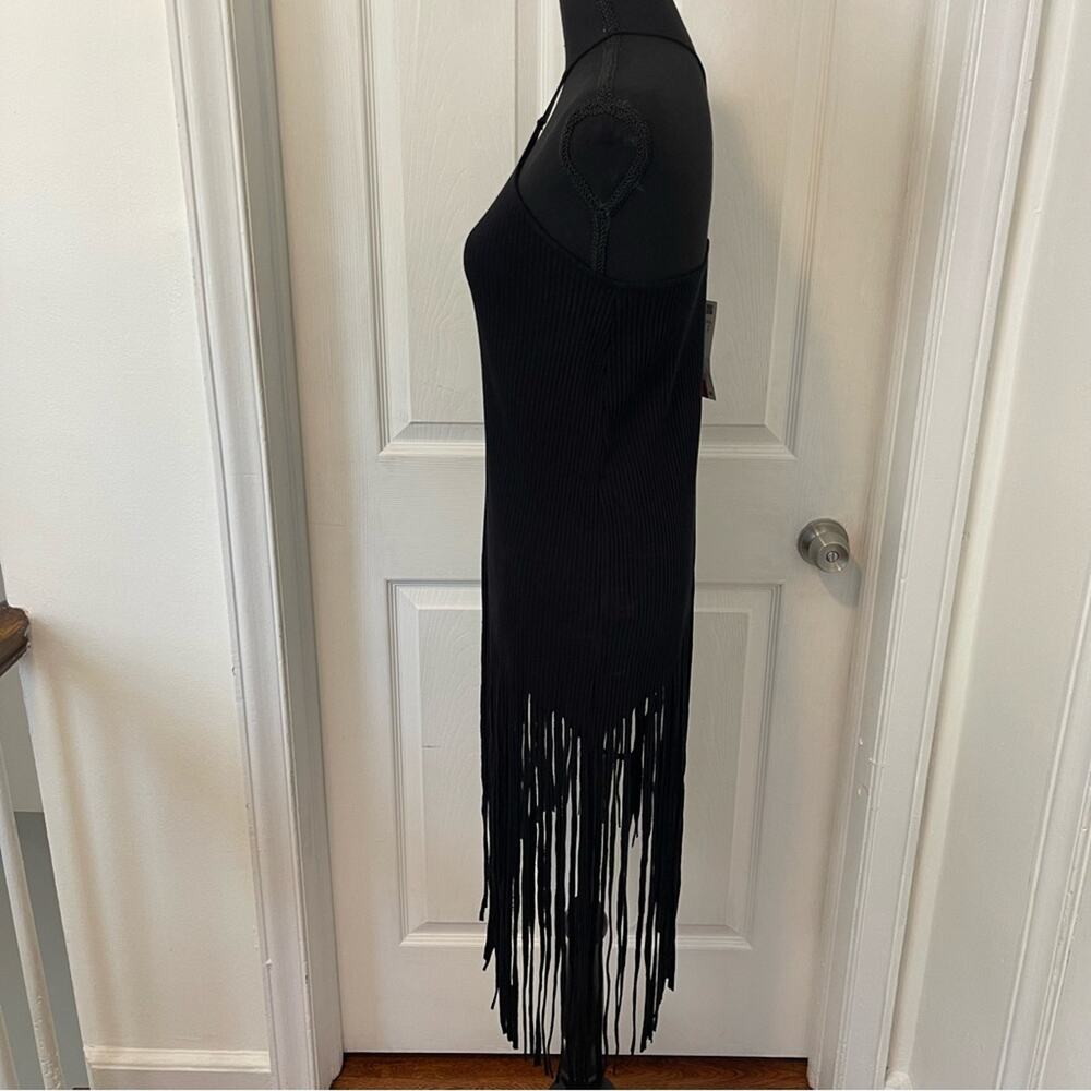 Zara Black Asymmetric Fringe Halter Dress - Picture 9 of 11